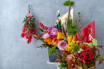 正月の美しい花飾り　新年のイメージ