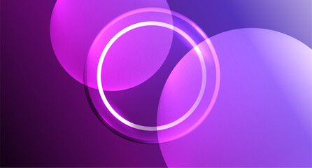 Neon glass circle copyspace for your text or product presentation geometric background. Vector illustration For Wallpaper, Banner, Background, Card, Book Illustration, landing page