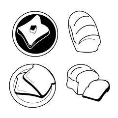 Classic White Bread Quartet Vector Lineart - Timeless Bakery for Nourishing Designs