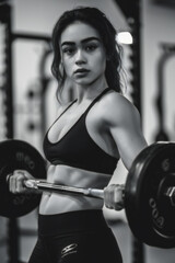  Female Athlete Lifting Barbell Weights in the Gym