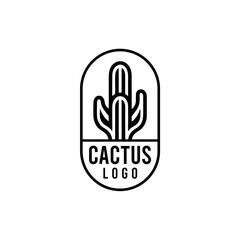Fototapeta premium simple black cactus plant logo