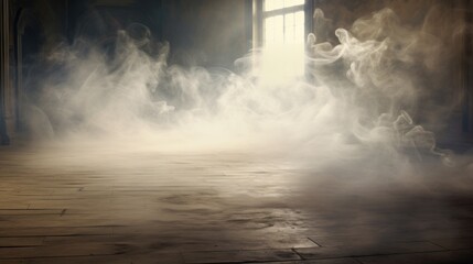 Fototapeta premium Smoke and dust on the floor background wallpaper