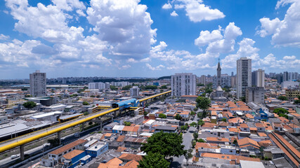 Aerial view of the Ipiranga neighborhood, in São Paulo, Brazil. individual bus line