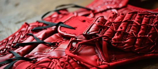 Zelfklevend Fotobehang Red and laced body protector for taekwondo. © 2rogan