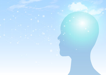 晴れた空と人工知能イメージ背景