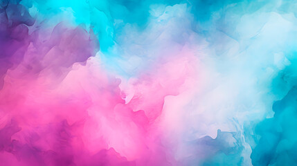 Fototapeta na wymiar magenta teal mint cyan white abstract watercolor. Colorful art background. Light pastel. Brush splash daub stain grunge. Like a dramatic sky with clouds