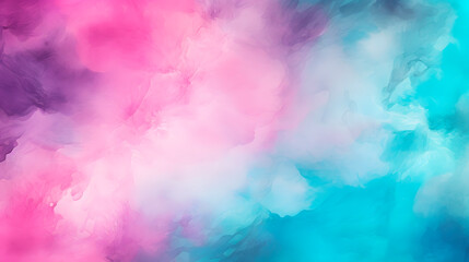 magenta teal mint cyan white abstract watercolor. Colorful art background. Light pastel. Brush splash daub stain grunge. Like a dramatic sky with clouds - obrazy, fototapety, plakaty