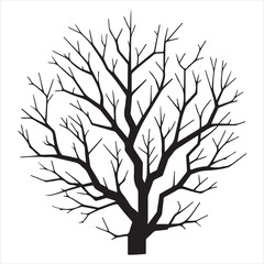 a naked tree branches vector silhouette black color illustration