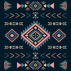 Ethnic southwest tribal navajo ornamental seamless pattern fabric colorful design for textile printing 