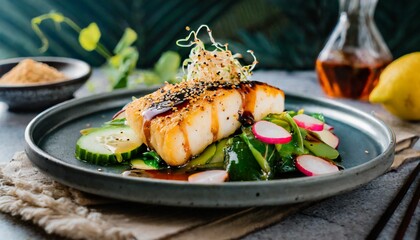 Miso-Glazed Cod with Wakame Salad