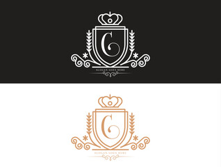 C letter initial luxury ormament monogram logo