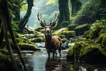 Foto op Plexiglas deer in tropical forest © akimtan