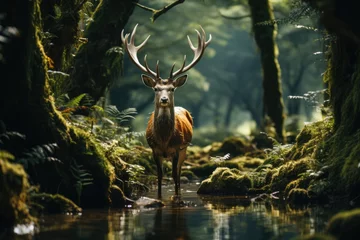 Fotobehang deer in tropical forest © akimtan