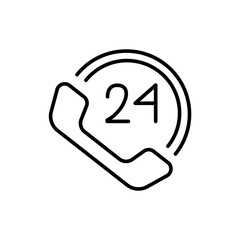 24 hour support outline icons, minimalist vector illustration ,simple transparent graphic element .Isolated on white background