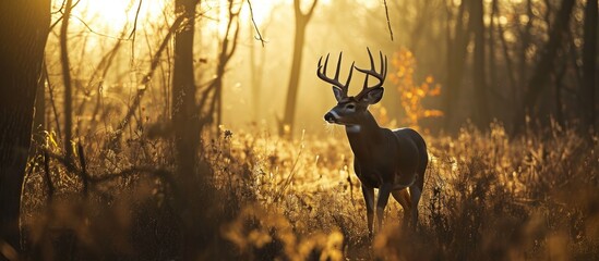 Midwest deer hunting for a prized white-tailed buck silhouette.