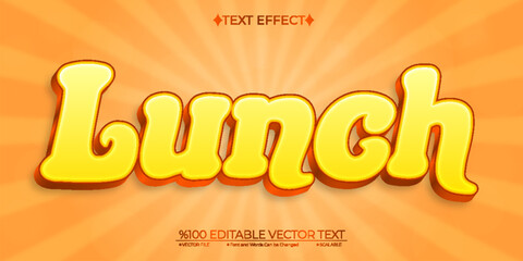 Bronze and Yellow Lunch Editable Vector 3D Text Effect