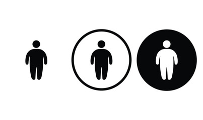 icon fat man black outline for web site design 
and mobile dark mode apps 
Vector illustration on a white background