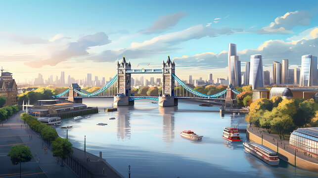 London city skyline with tower bridge cityscape in uk