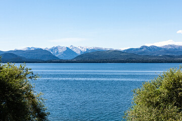 beautiful lake, mountains, trees, water and nature