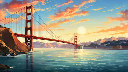 Golden Gate Bridge panorama, San Francisco California