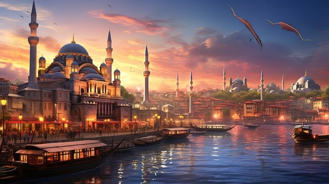 Beyoglu district historic architecture and galata tower medieval landmark in istanbul turkey