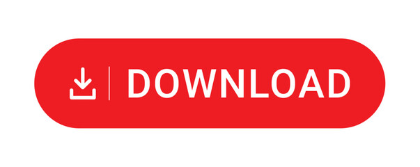 Red download button isolate on white background vector illustration