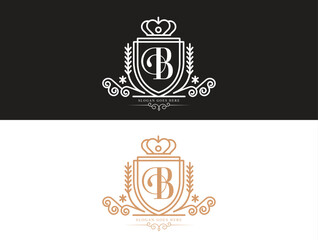 B initial luxury ormament monogram logo