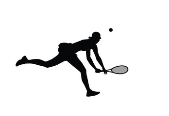 Fototapeta na wymiar Female tennis player playing tennis hand drawn art illustration. Tennis player vector.