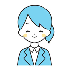 水色｜笑顔の女性イラスト｜スーツ
