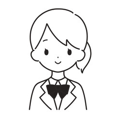 モノクロ｜微笑むブレザーの女の子｜上半身