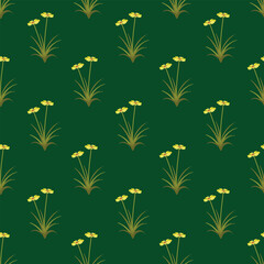 Fototapeta na wymiar Free vector blooming flowers vector green pattern background vintage style 