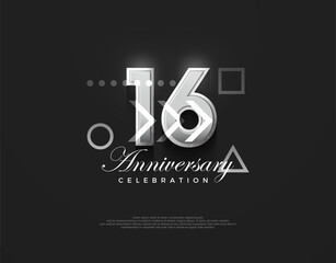 16th anniversary number, modern elegant and simple. Premium vector background for greeting and celebration.