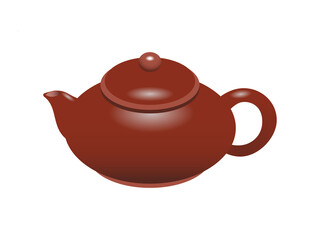 茶色の中国風急須（茶壺）のイラスト