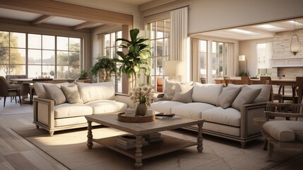 Beautiful Living Area with Coffee Table and Couch of New Home.