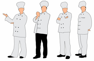 set of chef vector silhouettes in various styles
