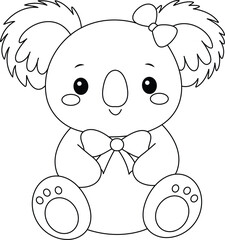 Cute Koala Illustration Coloring Page For Kids