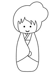 Sketch of japanesse kokeshi doll