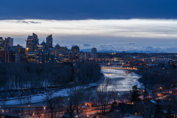 Bow River, Calgary Downtown, Rocky Mountains in the Back, The Rockies