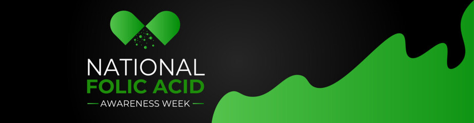 National Folic Acid Awareness Week. January is National Folic Acid Awareness Week. Vector template for banner, greeting card, poster, brochure, cover, website, with background. Vector illustration