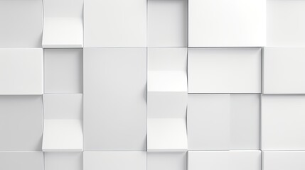 3d arrange light gray squares with soft shadows on a white background.