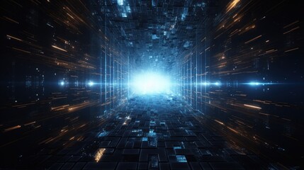 Technology Particle in Cyberpunk Style Digital World Abstract Background