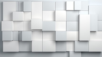 Obraz premium 3d arrange light gray squares with soft shadows on a white background.