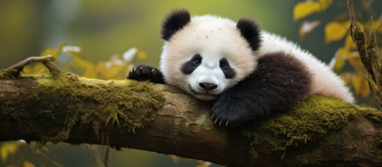 Resting enormous panda cub