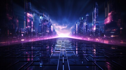 Technology Particle in Cyberpunk Style Digital World Abstract Background