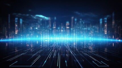Fototapeta premium Technology Particle in Cyberpunk Style Digital World Abstract Background