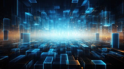 Fototapeta premium Technology Particle in Cyberpunk Style Digital World Abstract Background