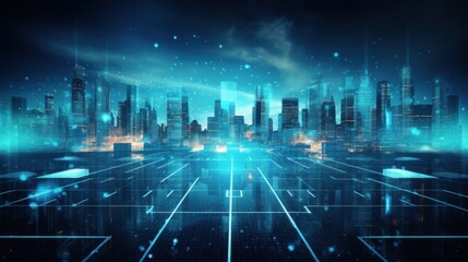 Technology Particle in Cyberpunk Style Digital World Abstract Background