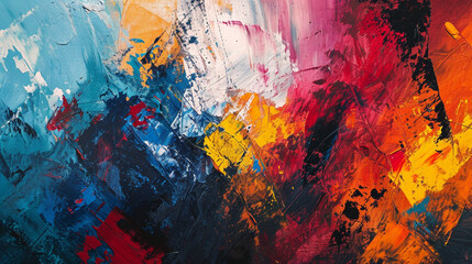 キャンバスにグランジ テクスチャを使用した抽象的な多色絵画GenerativeAI