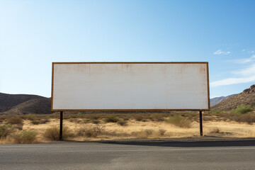 Empty advertising white sign on the road