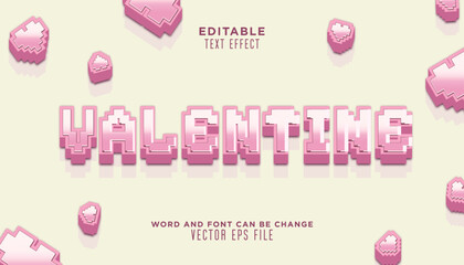 Editable text effect 8bit in happy valentines day style